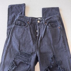 PacSun ultra high rise slim super distressed jeans black